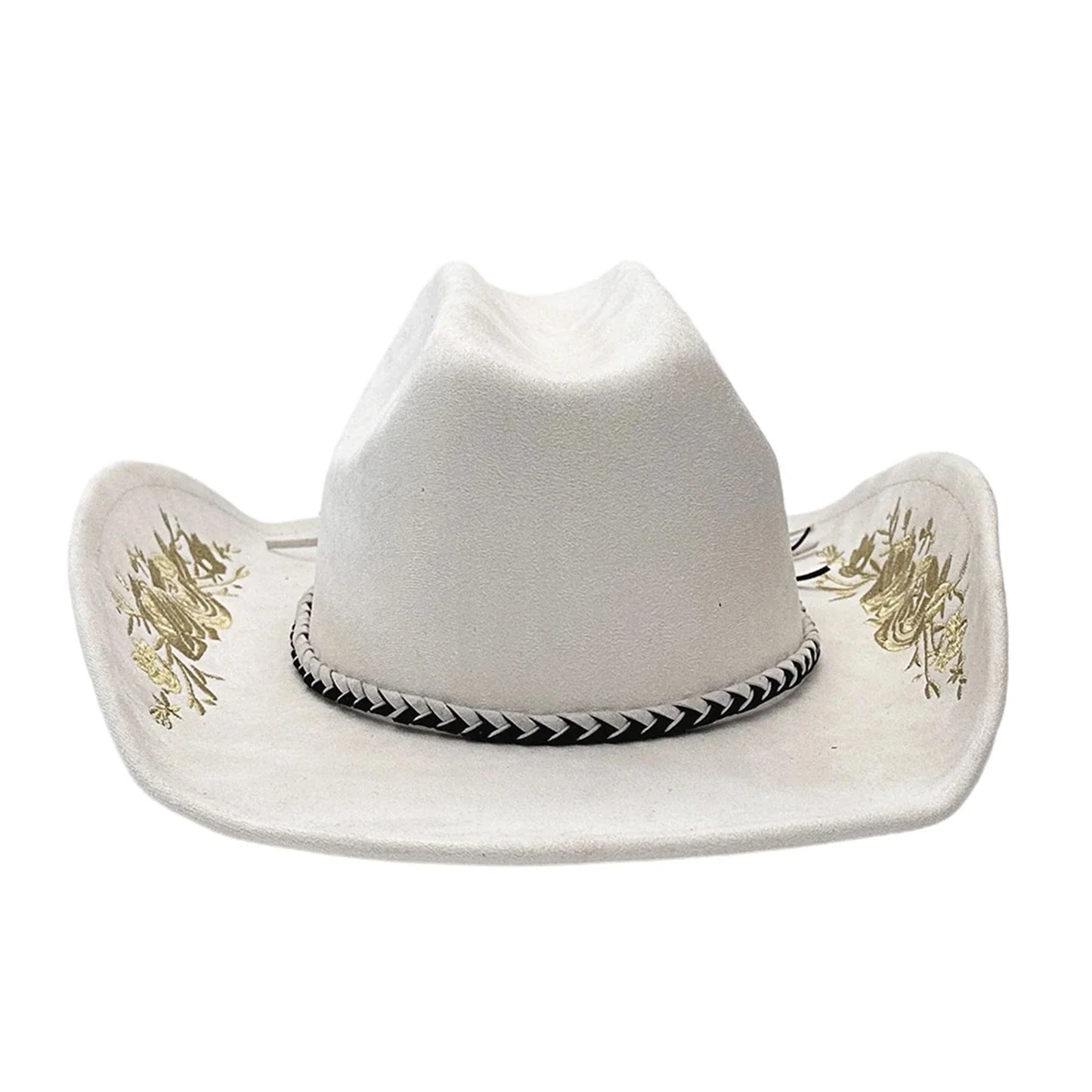Retro Suede Cowgirl Hat for Women and Men, Floral Embroidery Wide Brim Western Cap Jazz Hat Cowboy Hats