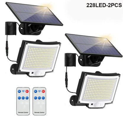 Lumières d'inondation solaires extérieures 106/318 LED lumières de mouvement solaires lumières de sécurité solaires à distance appliques murales étanche 3 Modes jardin