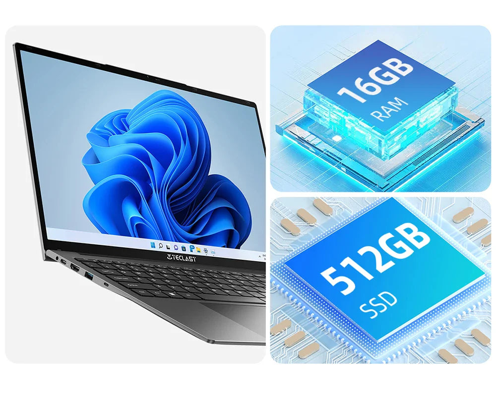 Teclast F17 Plus 2025 Laptop 17.3 inch Intel N150 Computer 16GB RAM 512GB SSD Windows 11 Pro 180° Flip Laptops mini-HDMI USB3.2