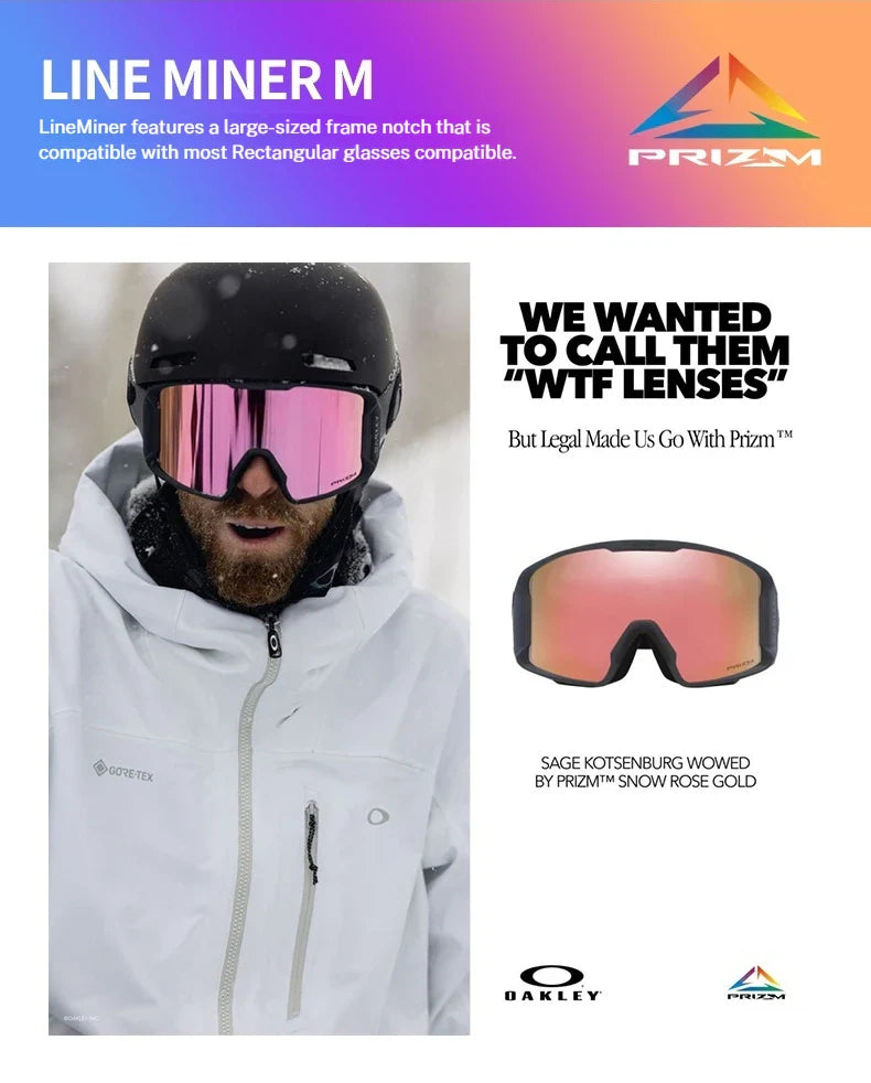 Oakley Line Miner [M] Ski Goggles, Snow Goggles with Prizm Lenses, Model [7093], Unisex Protective Eyewear