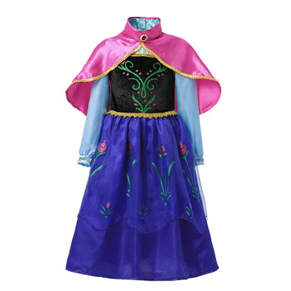 Snow Queen Girls Dress Princess Anna Elsa 2 Dresses Kids Fancy Children Vestidos Birthday Carnival Fancy Party Disguise