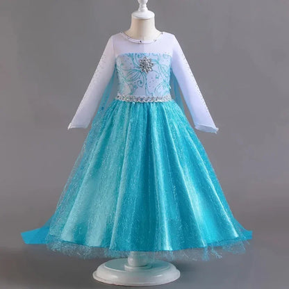 Robe Elsa pour filles de 3 à 10 ans, robe de princesse Elsa pour anniversaire, carnaval, Pâques, Halloween, fête, cosplay, costume pour filles
