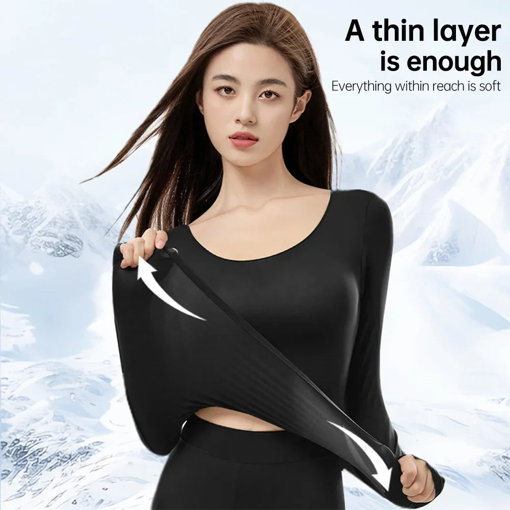 POKARLA 1 ensemble de sous-vêtements thermiques chauds intimes Sexy longs Johns femmes en forme de ensembles femme col moyen vêtements de mise en forme thermique
