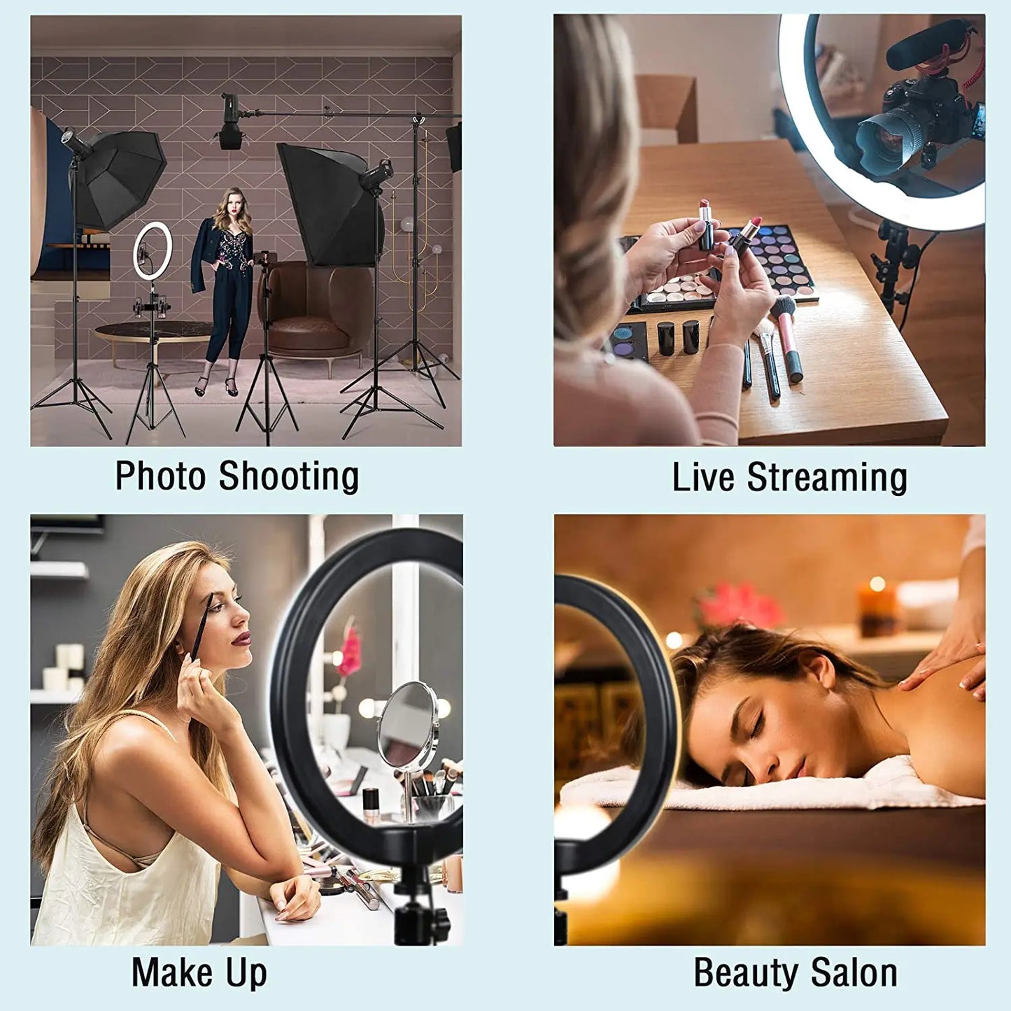 Anneau lumineux LED pour Selfie, intensité variable, éclairage de remplissage pour photographie, avec trépied, télécommande Bluetooth, pour téléphone, enregistrement vidéo en direct
