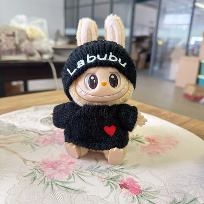 [Clothes only] Second-generation blind box Rabub sitting party doll clothes LABUBU love sweater bear label hat