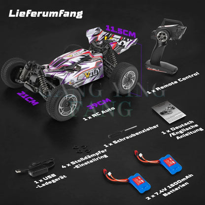 WLtoys 124016 124017 V8 75 km/h Voiture télécommandée électrique 4x4 sans balais haute vitesse tout-terrain Drift pour adultes
