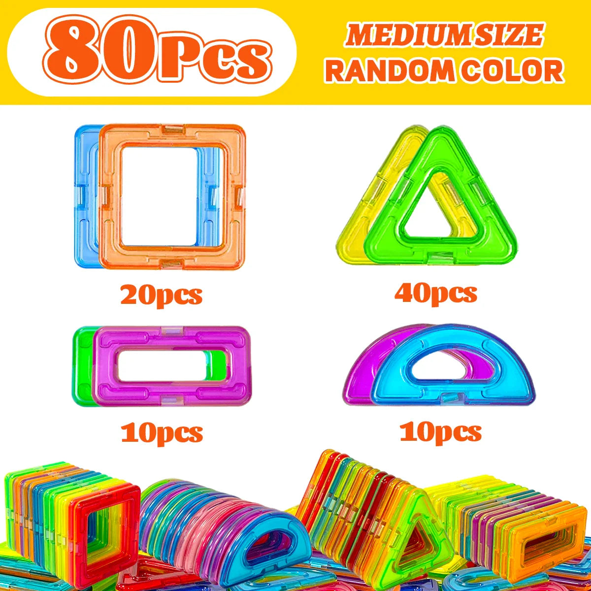 Blocs de construction magnétiques de taille moyenne, jeu de construction magnétique à monter soi-même, jeu de construction pour enfants, cadeau pour enfants, jouet cadeau d'anniversaire ou d'Halloween