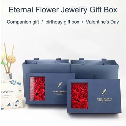 Boîte à bijoux Rose, boîte à bagues à Six fleurs, cadeau de saint-valentin, boîte d'emballage de bijoux, pendentif, collier, cadeaux d'anniversaire pour femme et maman