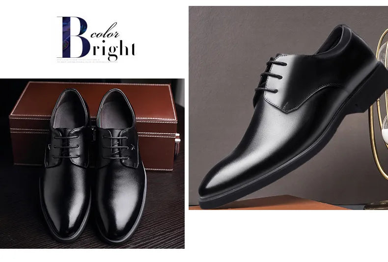 Men's breathable leather shoes, soft leather black shoes, soft sole, best businessman, formal wear, casual, spring and autumn