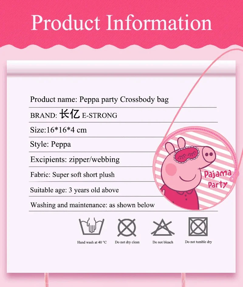 Peppa Pig Crossbody Bag Stereoscopic Doll Backpack Anime Knapsack Plush Coin Purse Toys George Round Pocketbook Children's Gifts