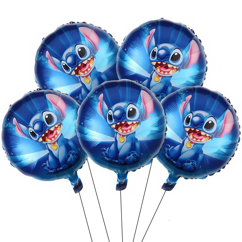 5Pcs Lilo&Stitch 18in Round Ballon Set Party Supplies Kid Birthday DIY Party Decoration Foil Inflate Helium Globos Scene Layout