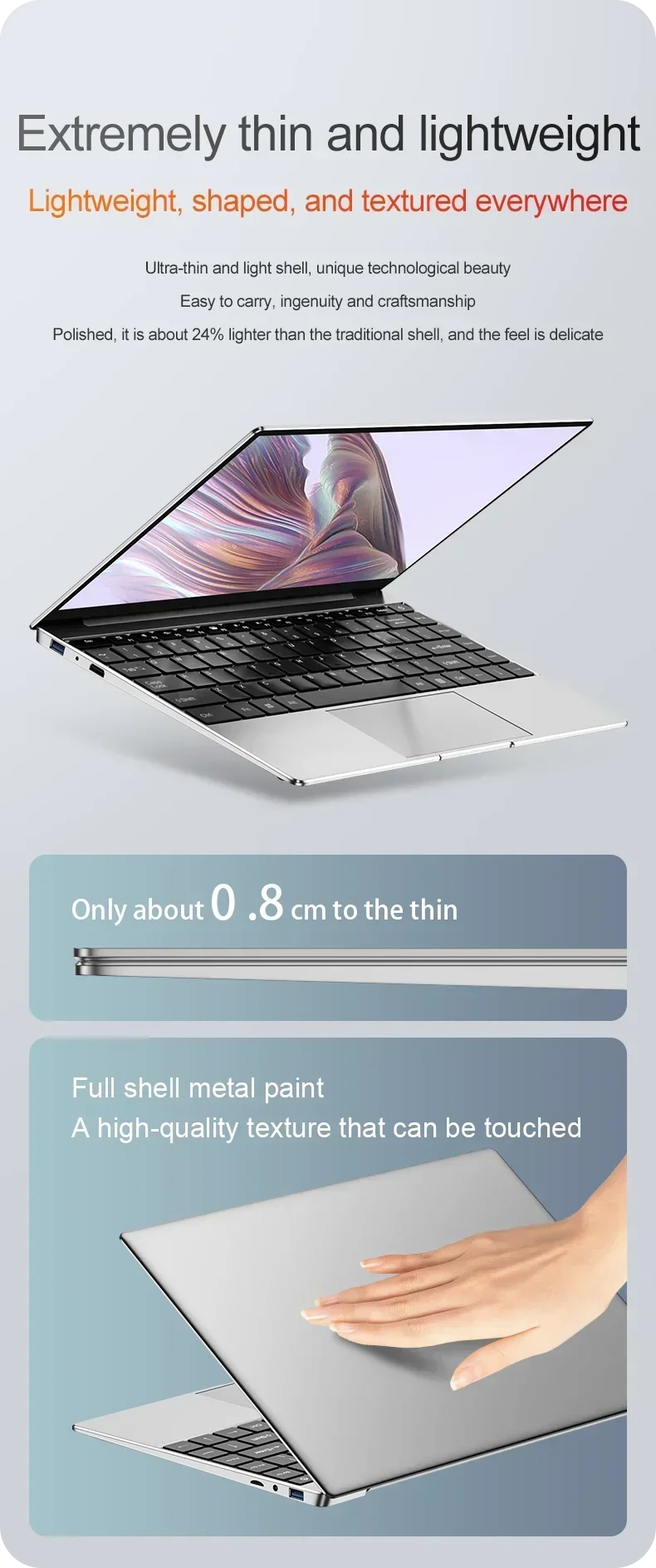 14.1"Ultra Slim Laptop  Intel N3700 16GB RAM 2TB SSD Notebook Gamer 1920*1080 Display Office Study Computer PC Windows 11 Pro