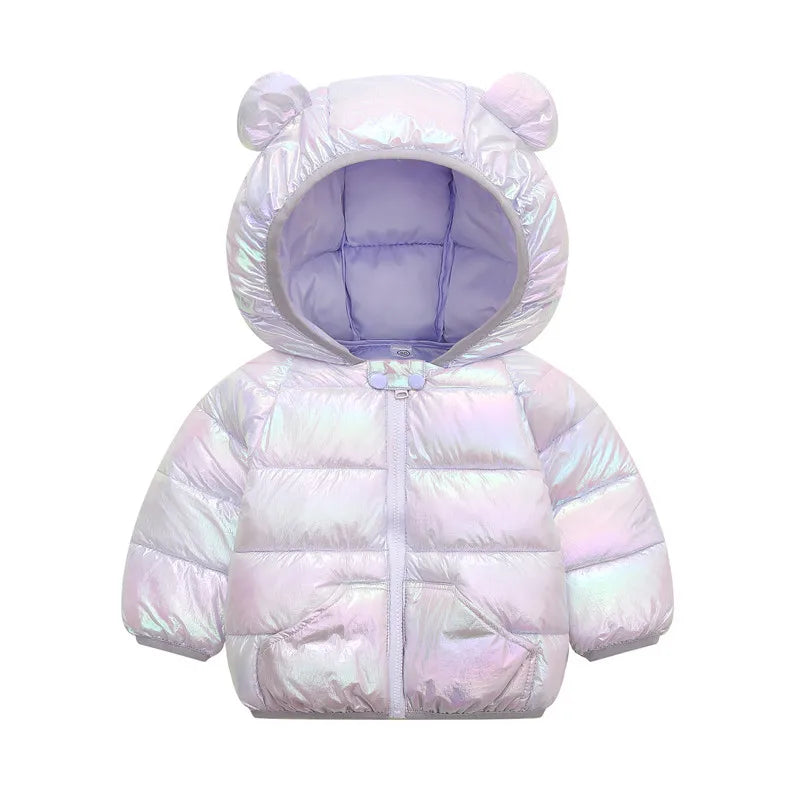 1-6T Hiver Bébé Filles Garçons Vêtements Manteaux Duvet Coton Dessin Animé Capuche Vestes Enfants Combinaison de Ski Salopette Costume de Tout-Petit
