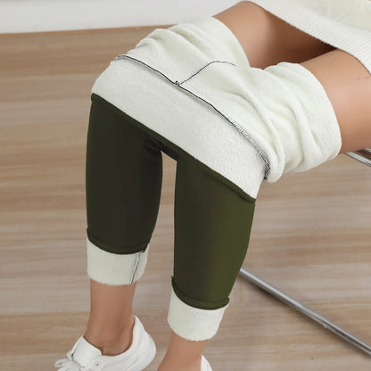 Leggings chauds en polaire pour femmes, collants épais en velours, taille haute, élastiques, Slim, couleur unie, pour prévenir le froid, automne et hiver