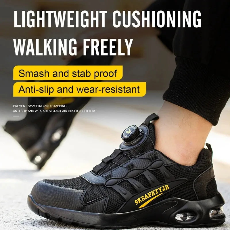 YIZHONCO Autumn Safety Shoes BOA Men Sneakers Steel Toe Cap Shoe Work Shoes Puncture-Proof Work Safety Shoes Boots