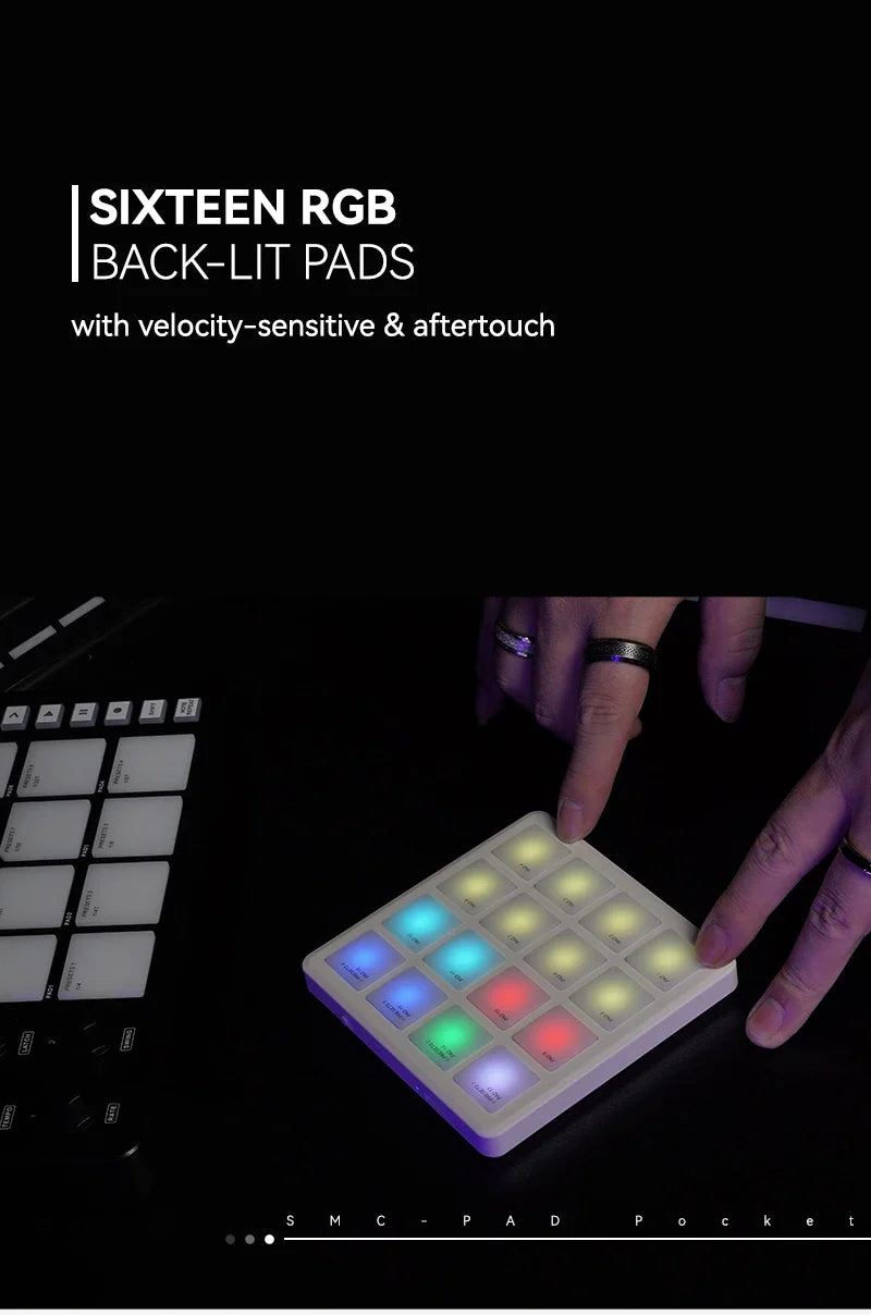 Contrôleur MIDI sans fil Portable M-VAVE SMC-PAD, 16 tampons, Percussion appropriée, DJ, arrangeur de musique, contrôleur de clavier