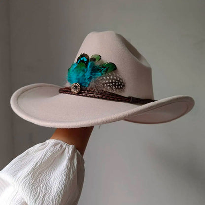 Chapeau de cowboy occidental à large bord pour homme, casquettes d'église Everche, Fascinateur vintage, chapeau de cowgirl jazz, zones bre, nouveau, 9cm