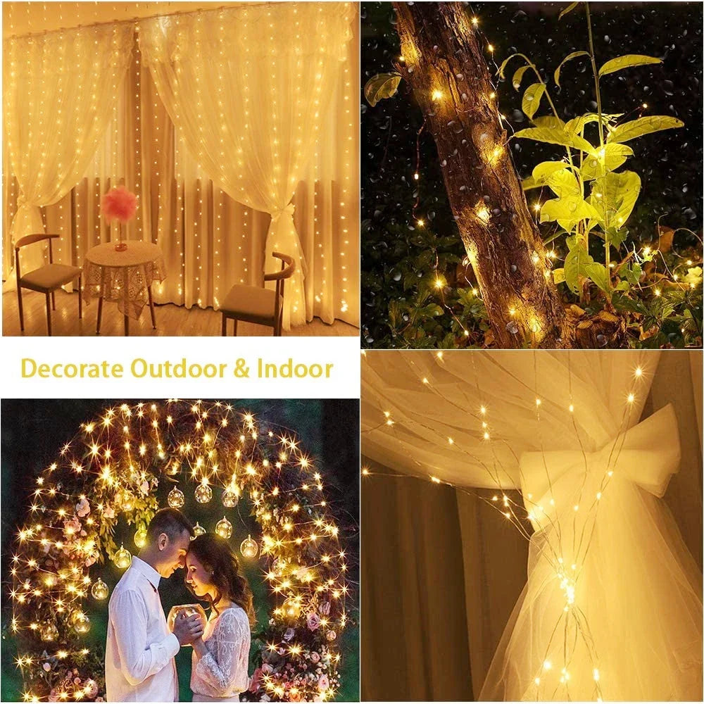 1pc USB 3x3/3*2/3*1 LED rideau chambre lumières guirlande de noël fée lumière feston mariage maison chambre décoration éclairage