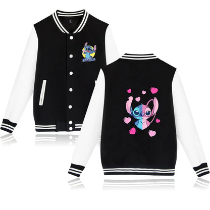 Lilo Stitch Baseball Jacket Men Women Hip Hop Harajuku Jackets Streetwear Kids Boys Girls Loose College Coats