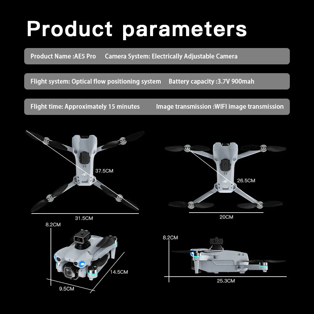 Nouveau Mini Drone caméra HD télécommande avec écran Intelligent évitement d'obstacles moteur sans brosse quadrirotor Dron jouets AE5Pro