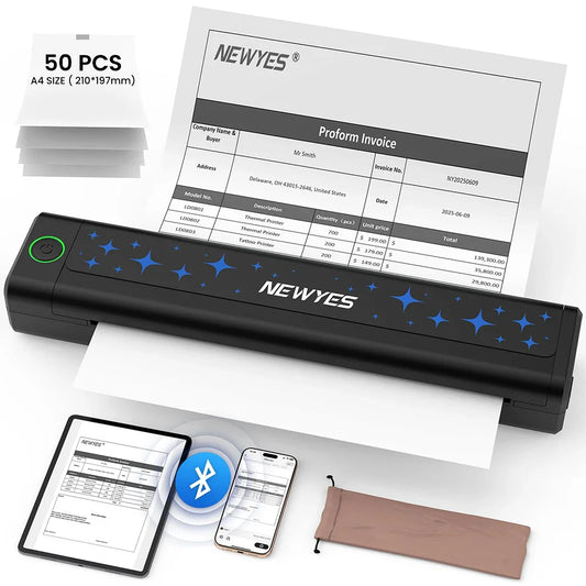 Imprimante Thermique Portable NEWYES Imprimante Sans Encre Connectivité Sans Fil Utilisation Professionnelle Voyage Maison Éducation
