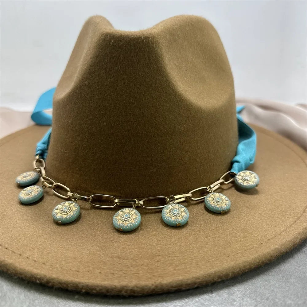 Bandes de Chapeau de Cowboy Boho en Cuir, Accessoire de Paille Fedora ander, de Tête de Vache, Décoration de Remplacement