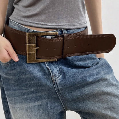 Desinger ceintures pour femmes Vintage large ceinture grande taille Western Cowgirl Cowboy Goth Y2k marron moyen âge mode ceinture femme