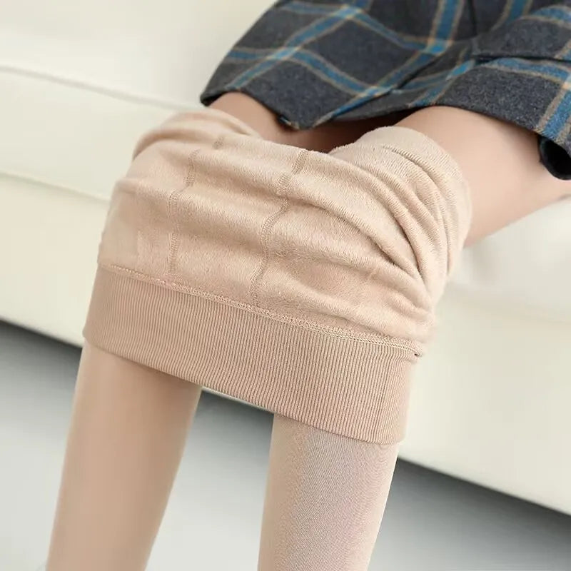Leggings d'hiver pour femmes Leggins chauds couleur unie velours Leggins taille haute Leggings extensibles livraison directe