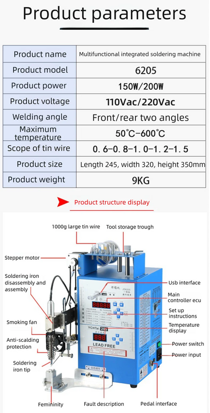 Multifunctional Semi-automatic Soldering Machine foot operated switch light with Motor USB2 Soldering Wire Artifact Soldering