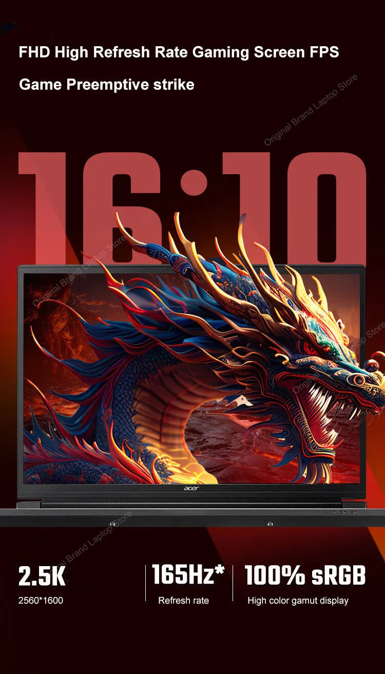 2024 Acer Nitro Dragon Gaming Laptop 16 Inch 2.5K 165Hz IPS Screen Netbook Ryzen R7-7435H 32GB 1TB RTX4060 Gaming Notebook PC