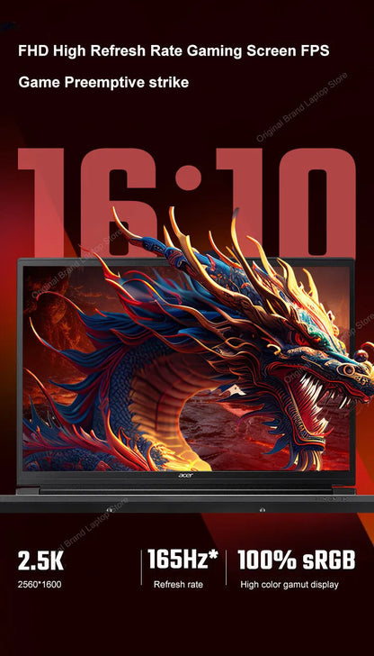 2024 Acer Nitro Dragon Gaming Laptop 16 Inch 2.5K 165Hz IPS Screen Netbook Ryzen R7-7435H 32GB 1TB RTX4060 Gaming Notebook PC