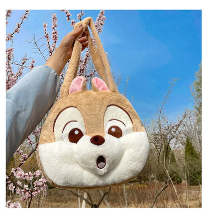 Plush Cartoon Chipmunk Squirrel  Large Capacity Shoulder Bag Sweet Versatile Cute Women's Bag Stitch Mobile Cosmetics Storage