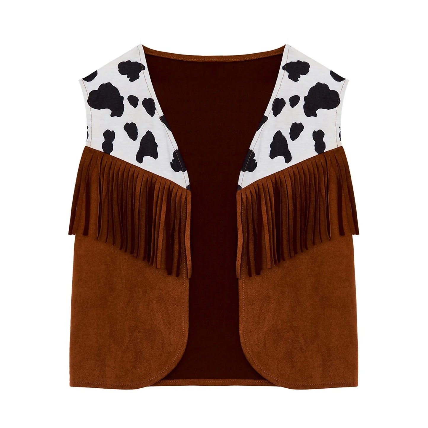 Enfants enfant Halloween Western Cowboy Cowgirl Cosplay Costume imprimé vache gilet à pampilles et ensemble de pantalon évasé Carnaval fête habiller