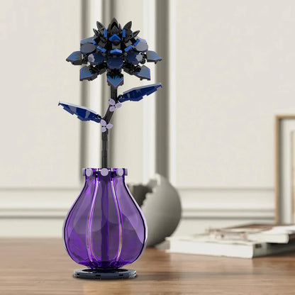 MOC Dahlia fleur blocs de construction modèle violet Dahlia fleur plantes en pot briques assemblage jouets saint valentin Couple bricolage cadeaux