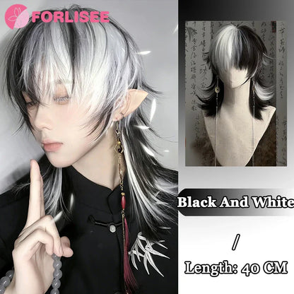 Pink Blonde Highlights Long Wavy Wig Synthetic Colorful Lolita Cosplay Hair Wigs with Bangs for Women Heat Resistant Daily Use