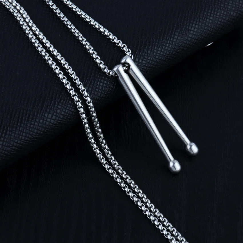 Tambour collier baguettes Punk bijoux Punk baguettes pendentif collier Cool tambour bâton collier pour femmes hommes tambour bâton