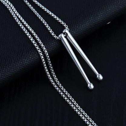 Tambour collier baguettes Punk bijoux Punk baguettes pendentif collier Cool tambour bâton collier pour femmes hommes tambour bâton