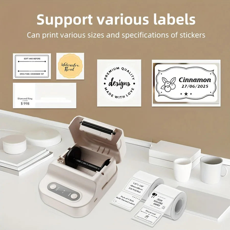 Portable Printer Mini Label Printer Self-adhesive Inkless 12-58mm Label Makers For Photo/Label/Home/Office/Business/Gifts As B21