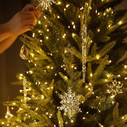 Ornement suspendu de noël en cristal acrylique, 2 à 12 pièces, ange brillant, flocon de neige, pendentif de glaçon pour décorations de fête de noël et du nouvel an