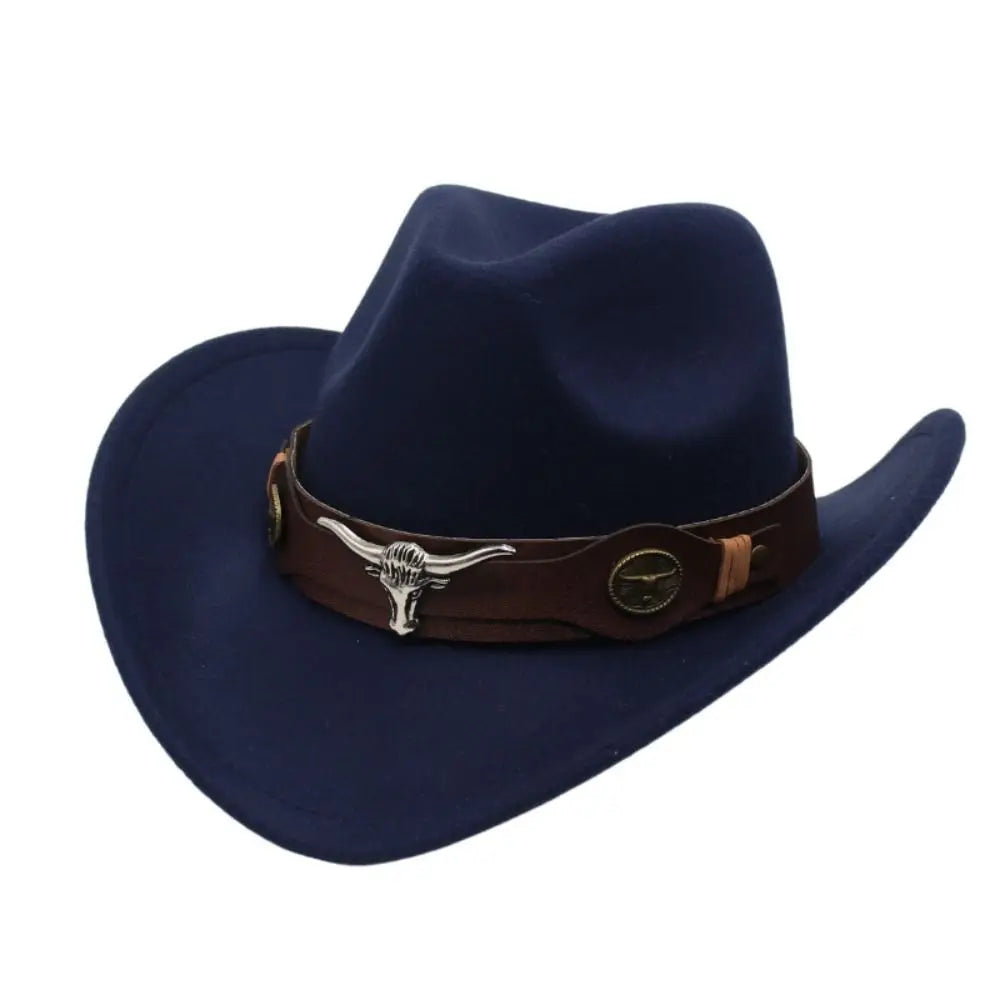 Chapeau de cowboy occidental en laine réglable, grand bord, large bord, jazz, solide, cosplay de fête de document, casquettes à visière extérieure