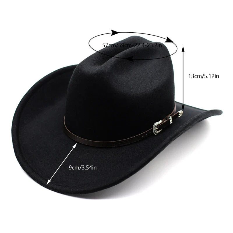 Chapeau de cowboy occidental vintage pour hommes, casquette de jazz de cowgirl avec cloche en cuir à large bord, chapeaux de Sombrero d'église pour homme