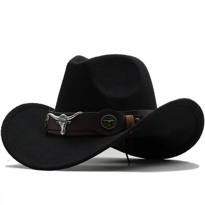 Nouveau chapeau de Cowboy occidental à bord roulé casquette de Cowgirl Cowboy Jazz Fedora chapeaux casquette en feutre avec bande de vache pour femmes hommes enfants