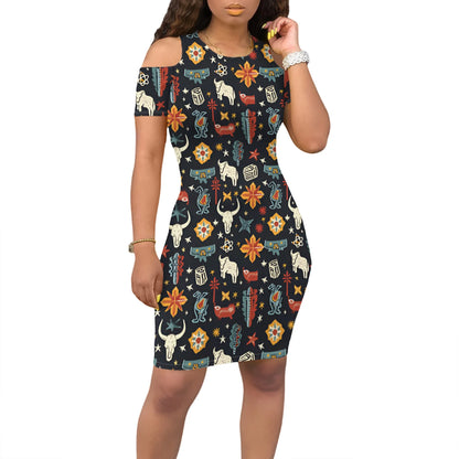Robe Cowgirl occidentale à épaules dénudées S-3XL Imprimé rodéo rétro pour festival country, fête du 4 juillet ou look thème sud-ouest