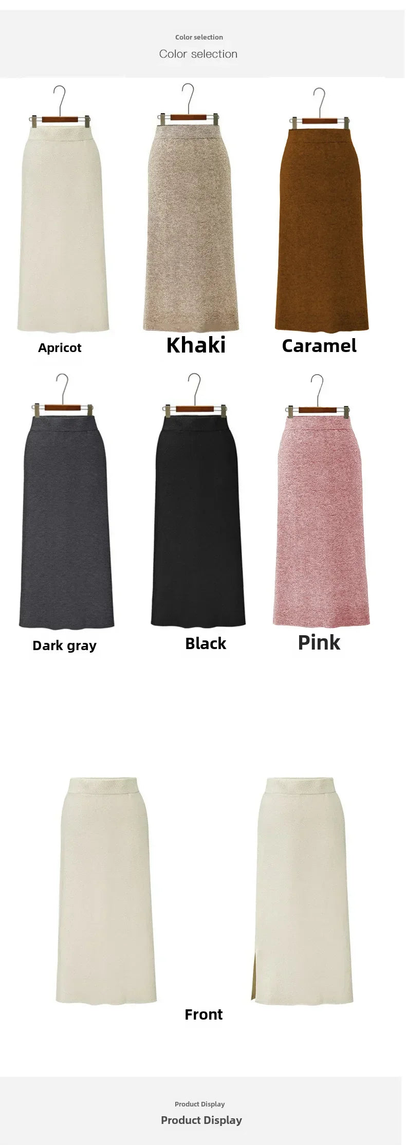 Women's Autumn/winter Knit Bodycon Skirt Medium-length High-waisted Thickened Side Slit Step-length Skirt