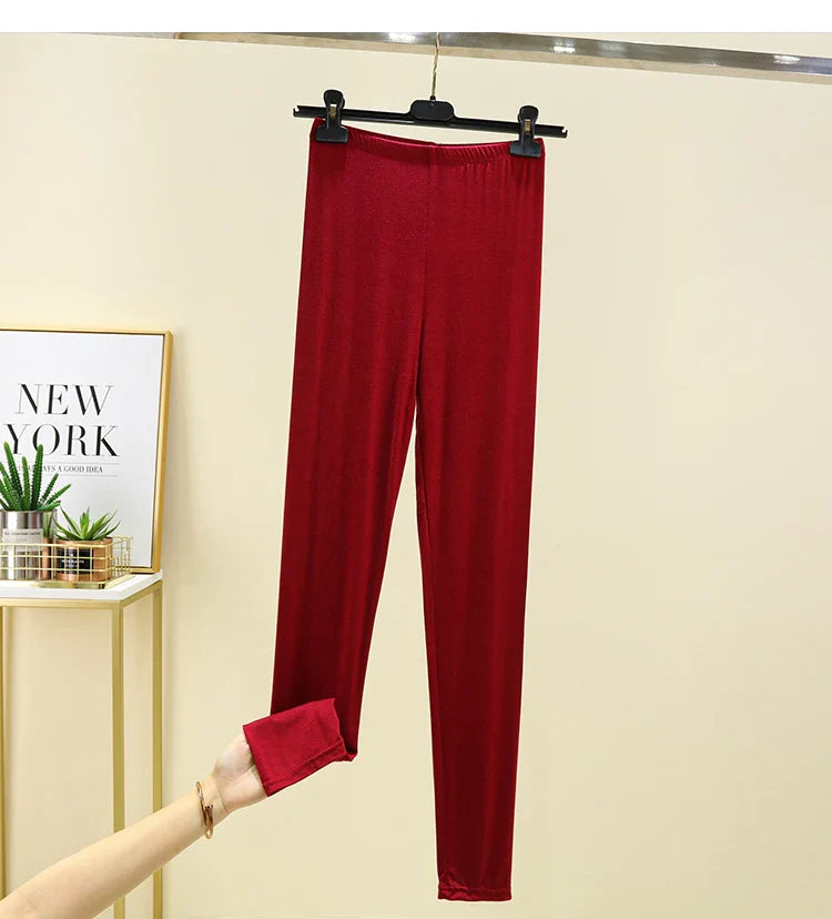 Leggings ajustés taille haute en modal, fins et élastiques, pour le printemps et l'automne, sous-vêtements, vêtements d'intérieur, pantalons longs grande taille