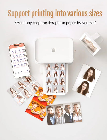 300dpi Color Photo Printer Wifi 4x6 Inch Sublimation Transfer Bluetooth Wireless Print Maker with Ribbon and Color Photo Papers