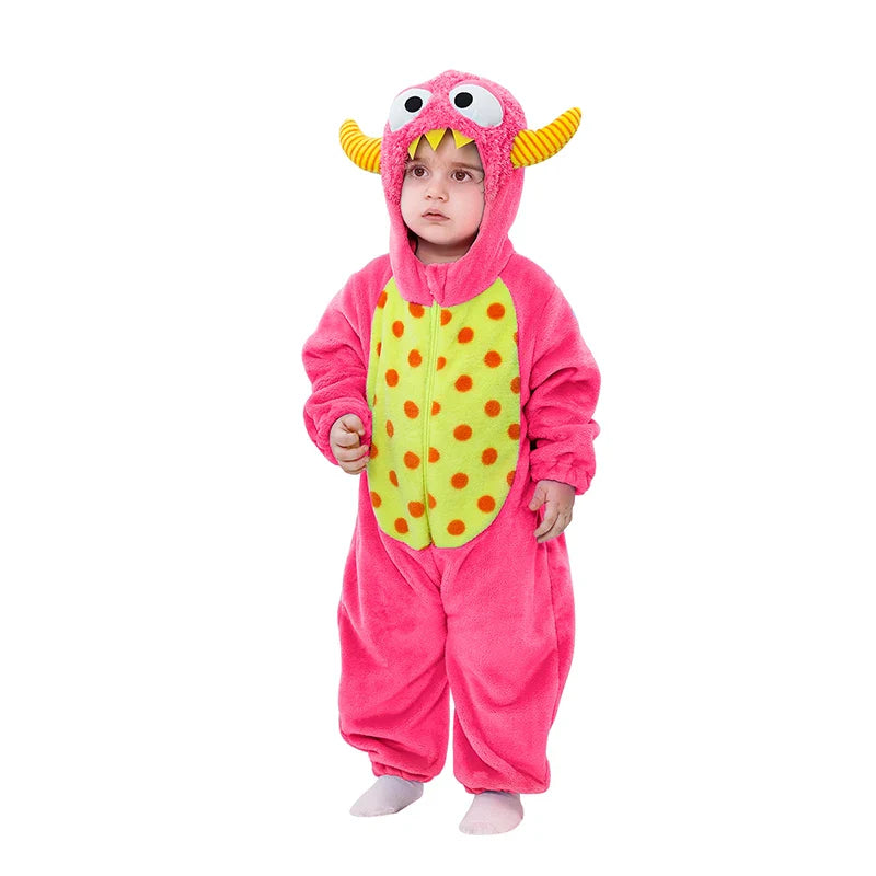 Adorable Infant Dinosaur Costume Cozy Fleece Hooded Romper Halloween  Toddler Jumpsuit for Winter Warmth