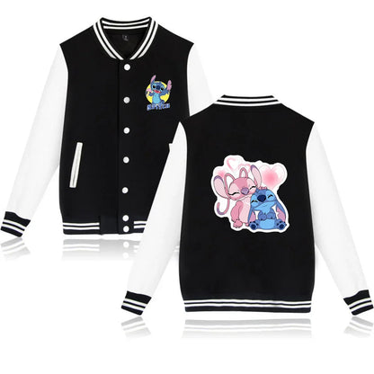 Lilo Stitch Blouson Baseball Hommes Femmes Hip Hop Harajuku Vestes Streetwear Enfants Garçons Filles Manteaux Collège Amples