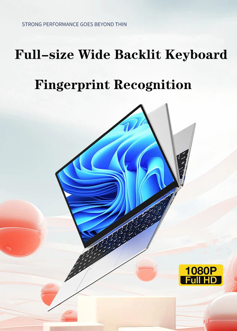 Ordinateur portable 15,6 pouces Windows 11 le moins cher de 2023, 16 Go de RAM, 1 To/512 Go/256 Go SSD, déverrouillage par empreinte digitale, pour le jeu