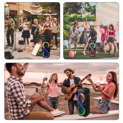 Bluetooth-Compatible Speaker Karaoke Speaker with RGB Light Portable Boombox USB/TF Outdoor Speaker Remote Control for Karaoke